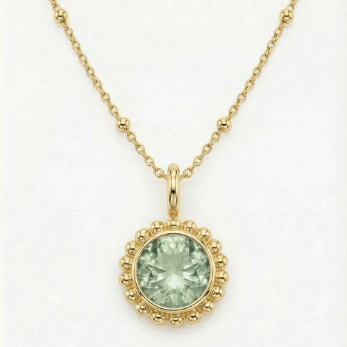 Sunburst Necklace - Green Quartz in Gold or Silver