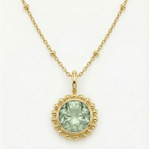 Sunburst Necklace - Green Quartz in Gold or Silver