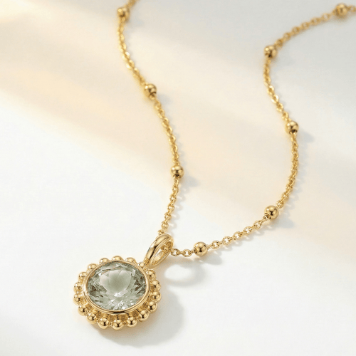 Sunburst Necklace - Green Quartz in Gold or Silver