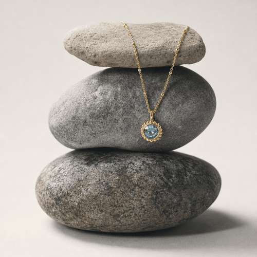 Sunburst Necklace - Sky Blue Topaz in Gold or Silver