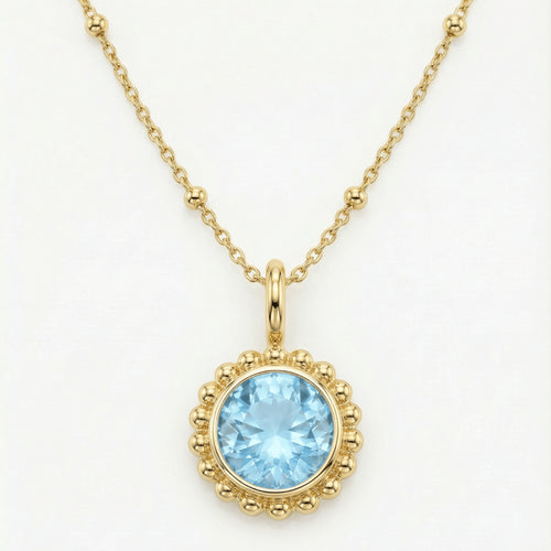 Sunburst Necklace - Sky Blue Topaz in Gold or Silver