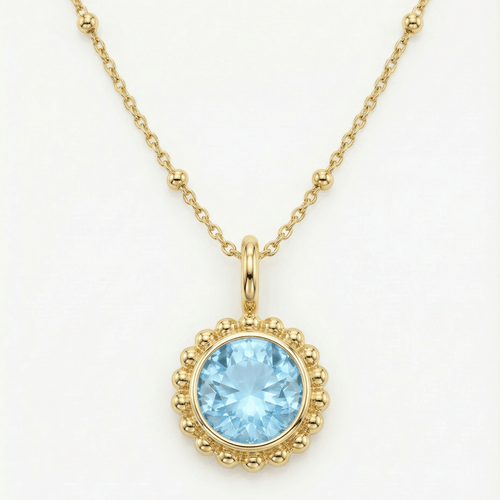 Sunburst Necklace - Sky Blue Topaz in Gold or Silver