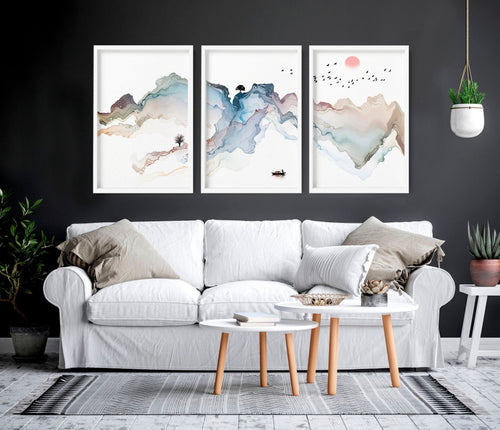 Art prints set of 3 | Japanese Sunset art prints