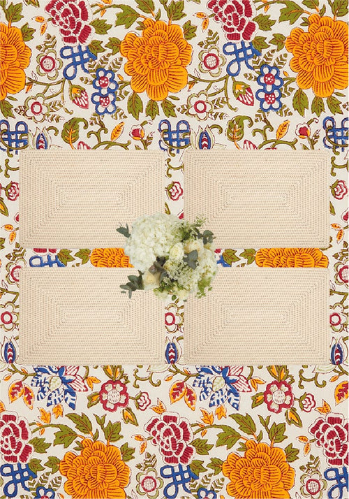 Surrey Rattan Rectangles Placemat - Sand Colour set of 4