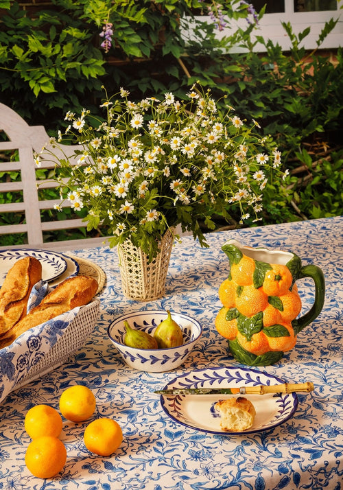 Belgravia Bloom Blue Cotton Tablecloth