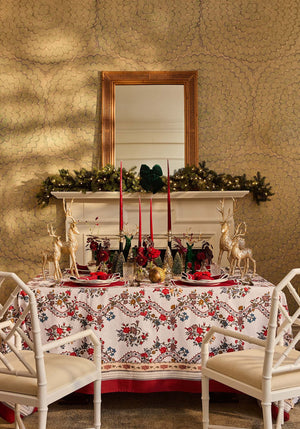 Sommerset Scroll Red Cotton Tablecloth