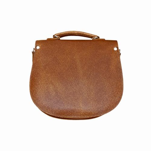 Handmade Tannery Leather Saddle Bag - Tan