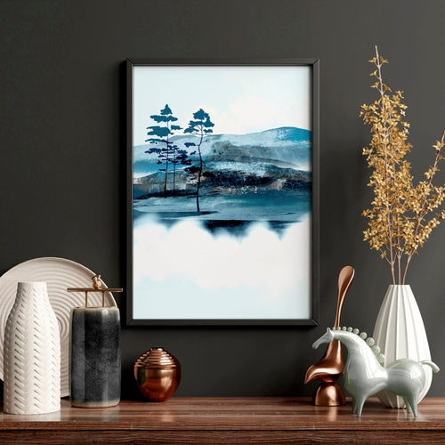 3 Wall Art Set – Teal Japanese Landscape Prints