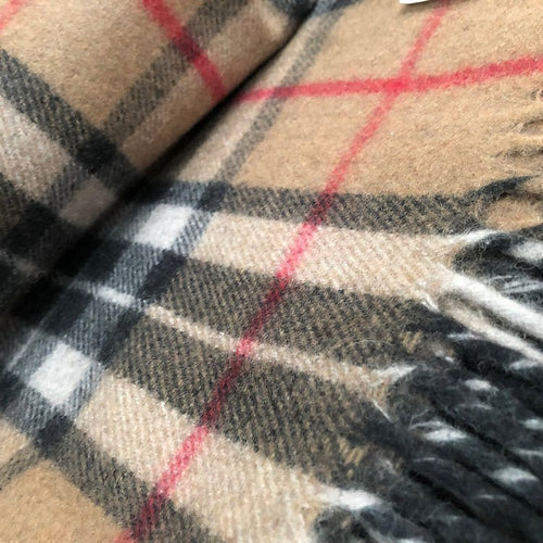 Thomson Camel Recycled Wool Blanket in Classic Tartan Check