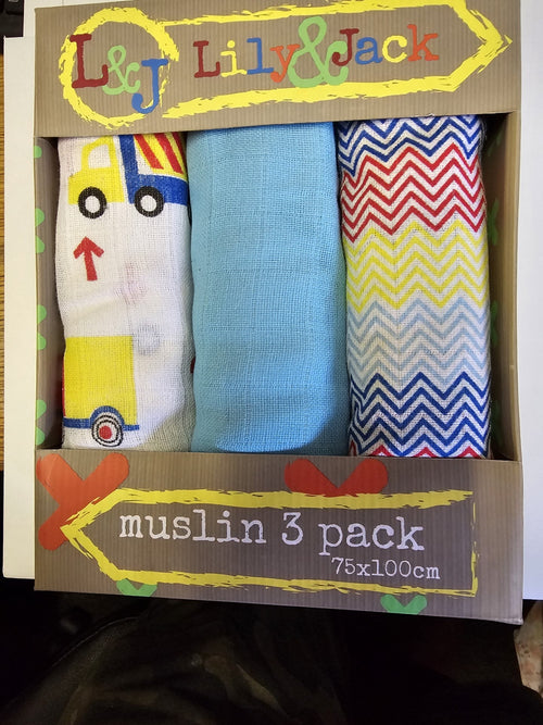 lily  &  jack    muslin  3  pack