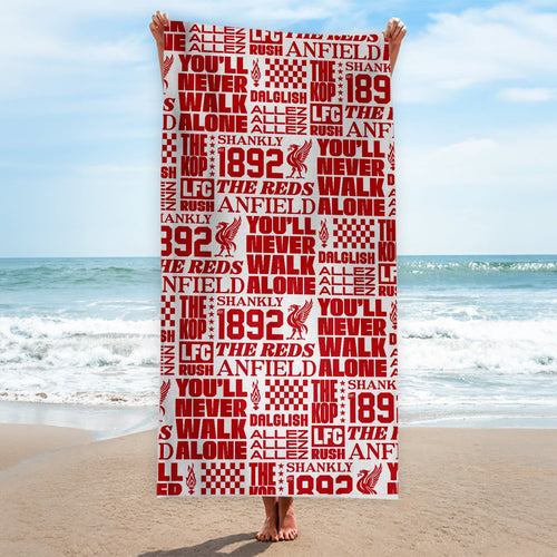 Liverpool - Word Montage - Beach Towel - Microfibre Retro Beach Towel - 150cm x 75cm