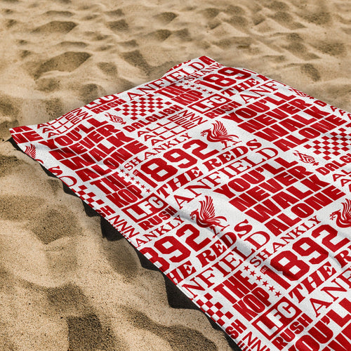 Liverpool - Word Montage - Beach Towel - Microfibre Retro Beach Towel - 150cm x 75cm