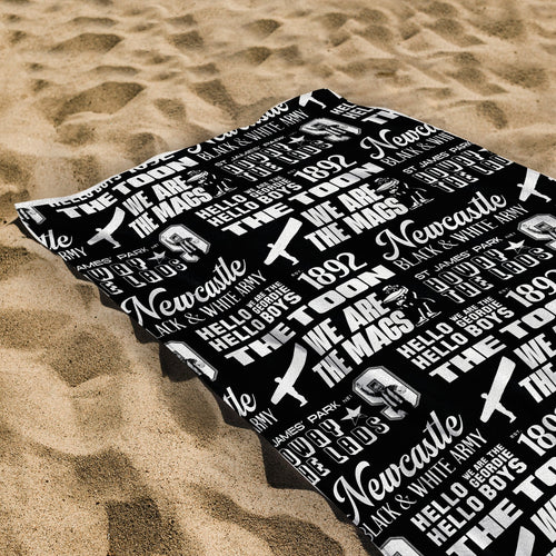 Newcastle - Word Montage - Beach Towel - Microfibre Retro Beach Towel - 150cm x 75cm