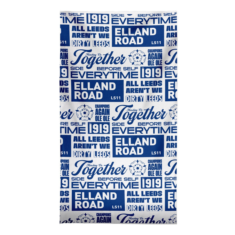 Leeds - Word Montage - White & Blue Beach Towel - Microfibre Retro Beach Towel - 150cm x 75cm