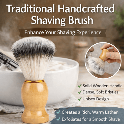 Traditional Handcrafted Shaving Brush with Wooden Handle