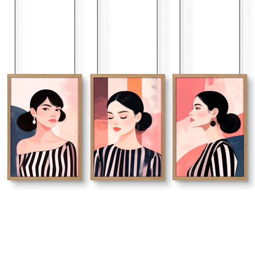 Trendy Wall Art For Bedroom | Set of 3 Bohemian Women Prints