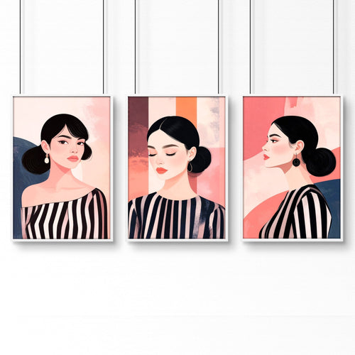 Trendy Wall Art For Bedroom | Set of 3 Bohemian Women Prints