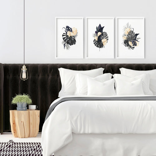 Framed Pictures for Bedroom – Set of 3 Tropical Prints