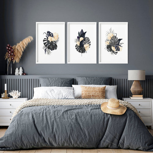 Framed Pictures for Bedroom – Set of 3 Tropical Prints