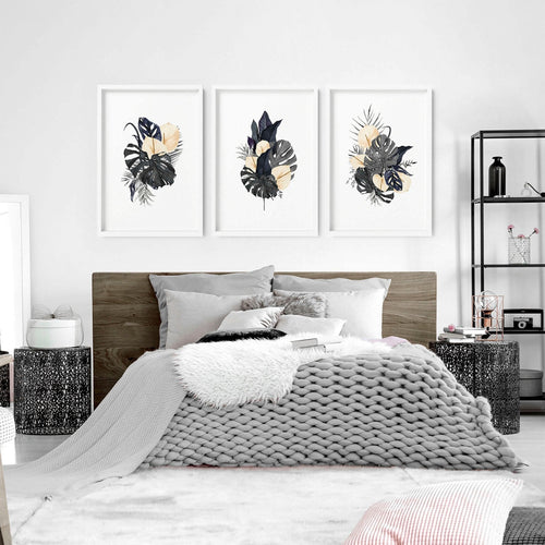 Framed Pictures for Bedroom – Set of 3 Tropical Prints