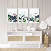 Wall painting for living room | Set of 3 Tropical wall art
