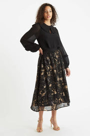 Louche Tuppence Statement Collar Long Sleeve Blouse Black