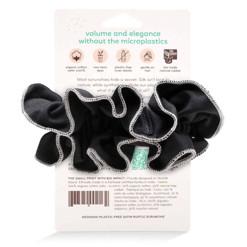 Tuxedo Ruffle Scrunchie – Organic Ruched Satin