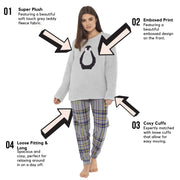 Daisy Dreamer Womens Teddy Fleece Pyjama Set Penguin Design Ultra Soft Cosy Sleepwear