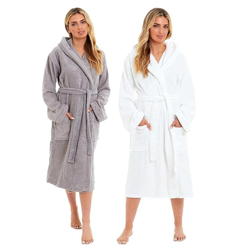 Sock Stack Unisex Bamboo Hooded Dressing Gown Towelling Bath Robe Super Soft Machine Washable