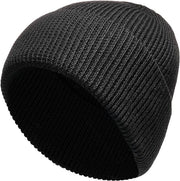 Heatwave Thermalwear Unisex Wool Knit Beanie Hat Black And Grey Windproof Insulated Turn