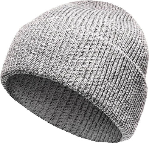 Heatwave Thermalwear Unisex Wool Knit Beanie Hat Black And Grey Windproof Insulated Turn