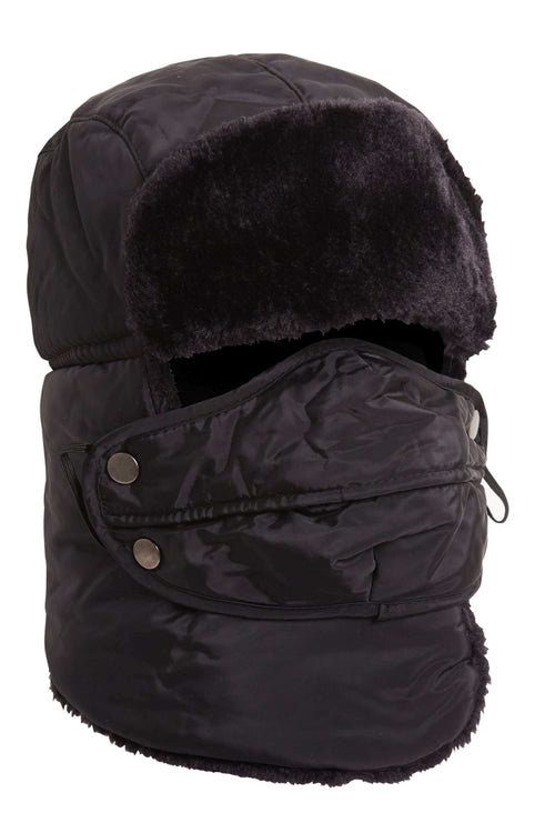 Heatwave Thermalwear 3 In 1 Trapper Hat With Removable Face Cover Fur Lined Showerproof