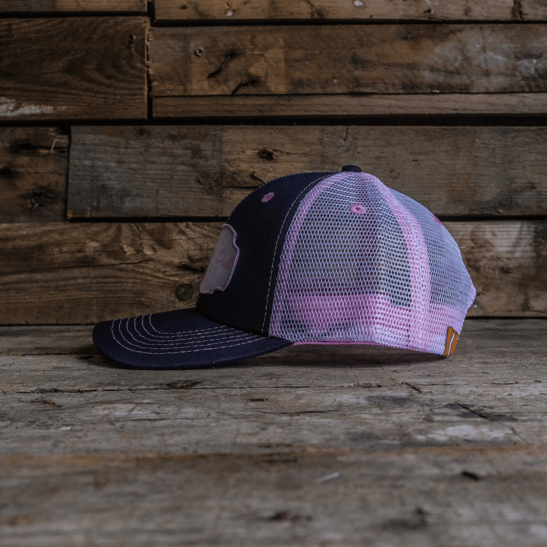Pink & Navy Garage Trucker Hat