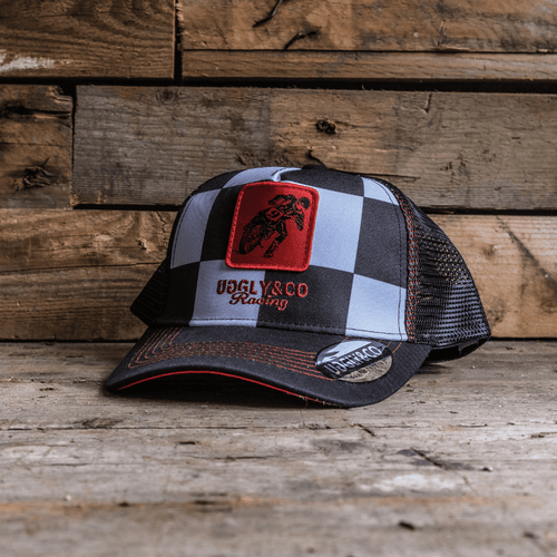 Chequered Flat Track Trucker Hat