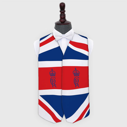 King Charles Coronation - Official Royal Badge - Novelty Costume Fancy Dress Waistcoat ( 4 sizes available )