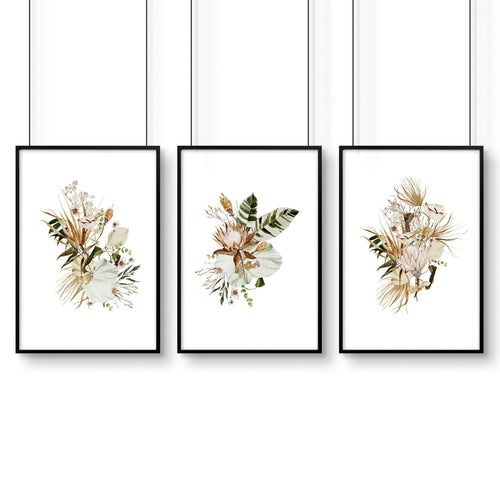 Bohemian wall art decor | Set of 3 framed wall art prints