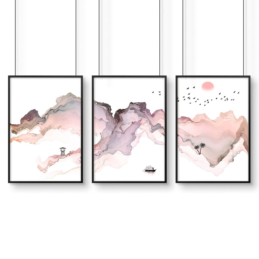 Wall art seaside | set of 3 framed wall art prints