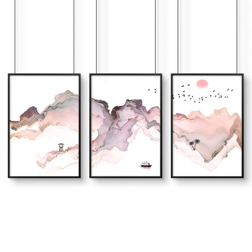 Wall art seaside | set of 3 framed wall art prints