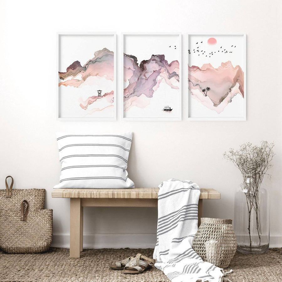 Wall art seaside | set of 3 framed wall art prints