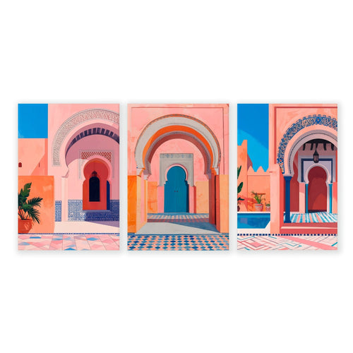 Wall Art For Living Room Framed | Set of 3 Moroccan Inspired Wall art Prints