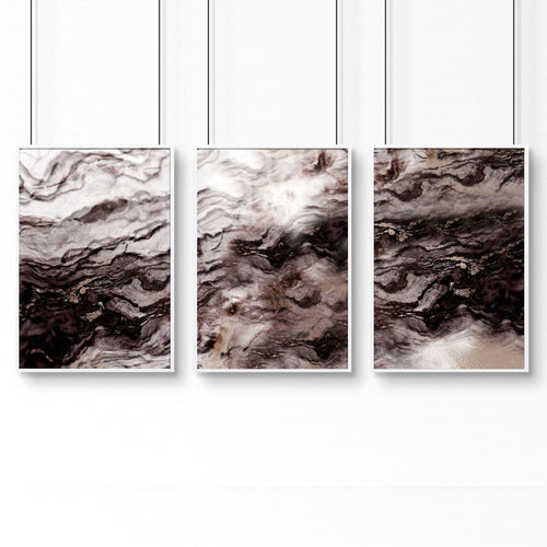 Wall print living room | set of 3 Marble prints