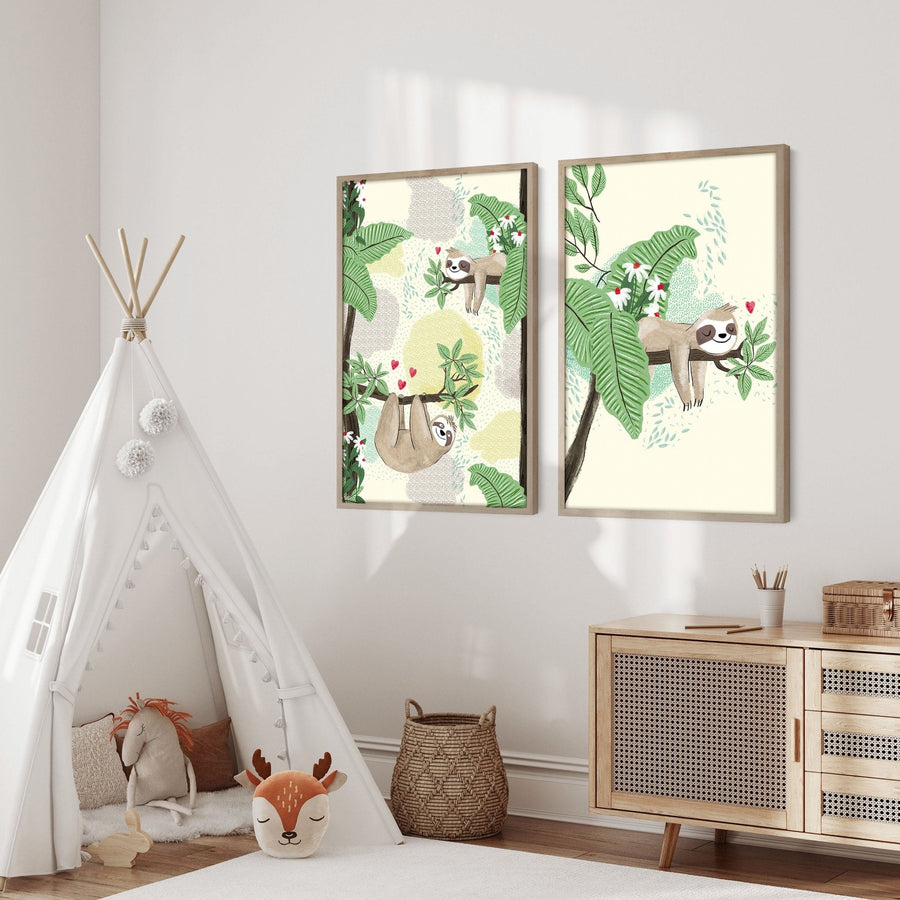 Wall art decor for nursery | set of 2 Sloth wall art prints
