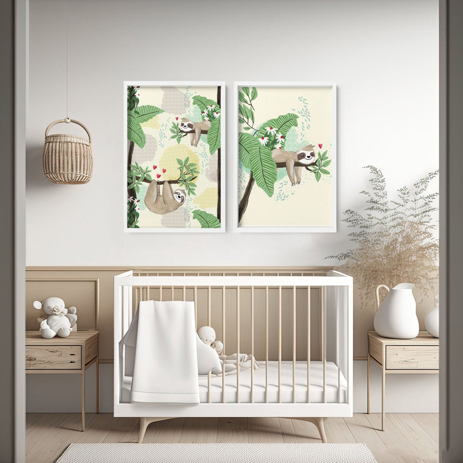 Wall art decor for nursery | set of 2 Sloth wall art prints