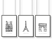 Wall Art Framed For Living Room | Set of 3 Paris Landmarks Wall art Prints