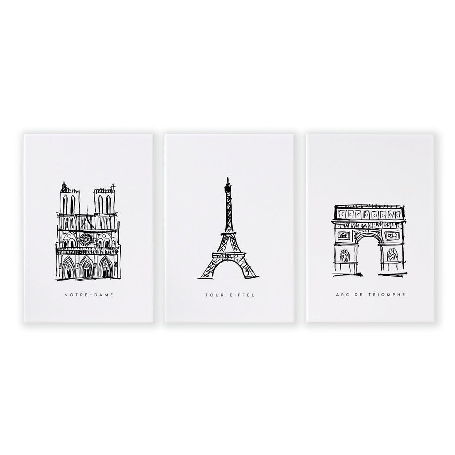 Wall Art Framed For Living Room | Set of 3 Paris Landmarks Wall art Prints