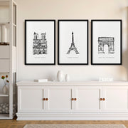 Wall Art Framed For Living Room | Set of 3 Paris Landmarks Wall art Prints