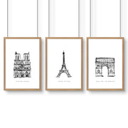 Wall Art Framed For Living Room | Set of 3 Paris Landmarks Wall art Prints