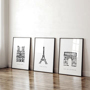 Wall Art Framed For Living Room | Set of 3 Paris Landmarks Wall art Prints
