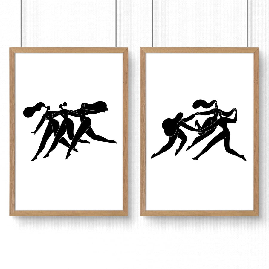 Wall Art Framed | Set of 2 Boho Women Wall art Prints