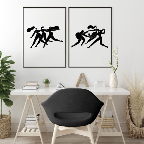 Wall Art Framed | Set of 2 Boho Women Wall art Prints
